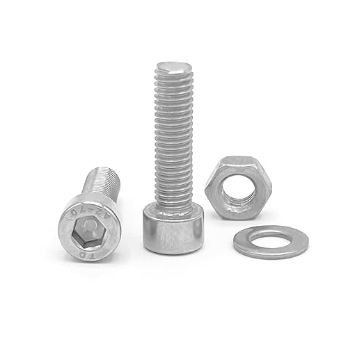 NOLDAR | Zylinderschrauben mit Innensechskant. Edelstahl (A2). Set 10 Schrauben mit 10 Muttern und 10 Unterlegscheiben (30 Stück). DIN 912 / ISO 4762 Vollgewinde. (Große M10 x 30 mm) von NOLDAR