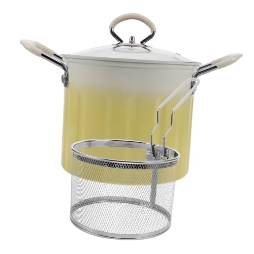NOLITOY 1 Satz Japanischem Tempura Fritteuse Topf mit Deckel Multifunktionale Gusseisen Fritteuse für Induktionsherd und Gas Ölauffangkorb für Sicheres Frittieren von NOLITOY