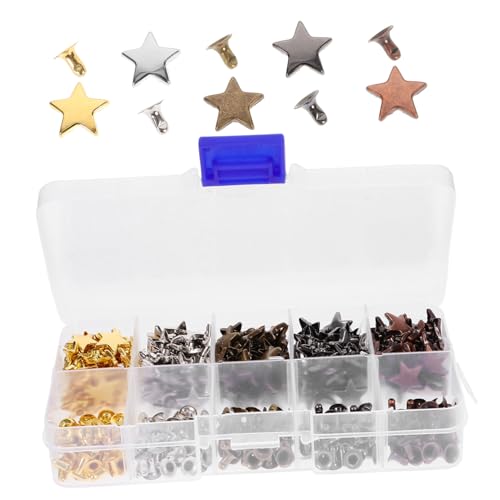 NOLITOY 1 Schachtel Teiliges Metall Stern Nieten für DIY Lederhandwerk Schmuck Schuhe Taschen Jacken Leichte Praktische Ziernieten für Kleidung und Accessoires im Punk Stil von NOLITOY
