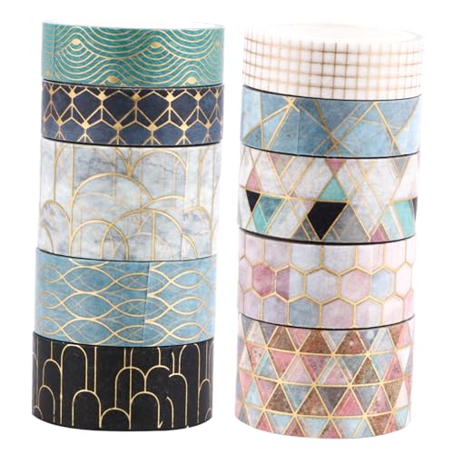 NOLITOY 10 Rollen Washi Tape Set Japanisches Masking Tape mit Goldfolie Dekoratives Klebeband für DIY Basteln Scrapbooking Geschenkverpackung und Planer Gestaltung NOLITOY 10 Rollen Washi Tape Set Japanisches Masking Tape mit Goldfolie Dekoratives Klebeband für DIY Basteln Scrapbooking Geschenkverpackung und Planer Gestaltung von NOLITOY