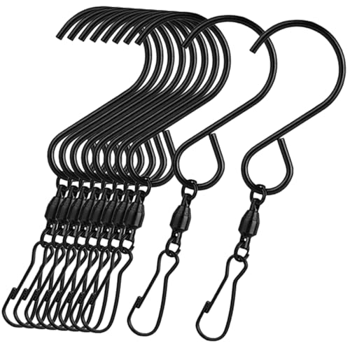 NOLITOY 10 Stück Teiliges Edelstahl Drehbares S haken Rostfrei Stabiler Windspiel aufhänger für Garten Terrasse Balkon zum Aufhängen von Windspielen Laternen und Pflanzenampeln von NOLITOY