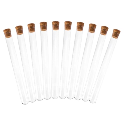 NOLITOY 10 Stück Teiliges Glas reagenzgläser mit Korken Klare Labor Aufbewahrungsröhrchen für Experimente und Süßigkeiten aus Robustem Glas Auslaufsicher und Leicht zu Reinigen von NOLITOY