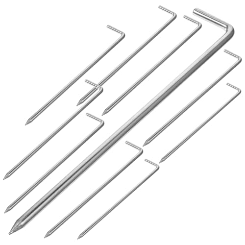 NOLITOY 10 Stück Teiliges Metall Zeltheringe Verzinkt Rostfrei Stabile Zeltnägel mit Spitze Windfeste Bodenanker für Camping Outdoor und Strand Einfach zu Verwenden Entfernen von NOLITOY