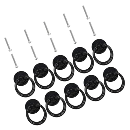NOLITOY 10 Stück Teiliges Vintage Möbelgriff Metall Rund Retro Schrankgriffe Schwarz Langlebige Schubladengriffe für Küchenschränke Kleiderschränke und Möbel Einfache Installation von NOLITOY