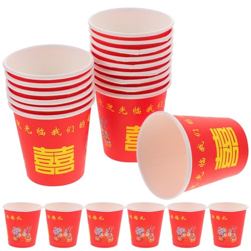 NOLITOY 100 Stück Chinesische Hochzeits-Pappbecher Für Heiße Kalte Getränke Geeignet Für Hochzeitsfeiern Picknickreisen von NOLITOY