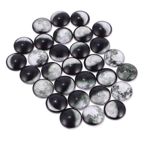 NOLITOY 100 Stück Glas Patches mit Mondfinsternis Motiv Flache Rückseite Bedruckte Glas Cabochons Einzigartiges Mondmuster für Schmuckherstellung und Bastelprojekte von NOLITOY