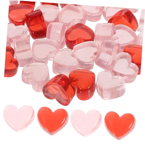 NOLITOY 100 Stück Teiliges Herzförmiges Resin Deko Vase Füller Perlen in Rot und Funkelnde DIY Bastelsteine für Tischdeko Party Hochzeit Fotorequisiten und Blumenarrangements von NOLITOY