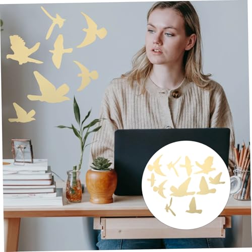 NOLITOY 11 Stück Teiliges Acryl Spiegel Wandsticker mit Vogelmotiven Selbstklebend Hochviskos Langlebig Dekorativ für Wohnzimmer Schlafzimmer Bad und Küche Vergrößerndes Wanddekor von NOLITOY