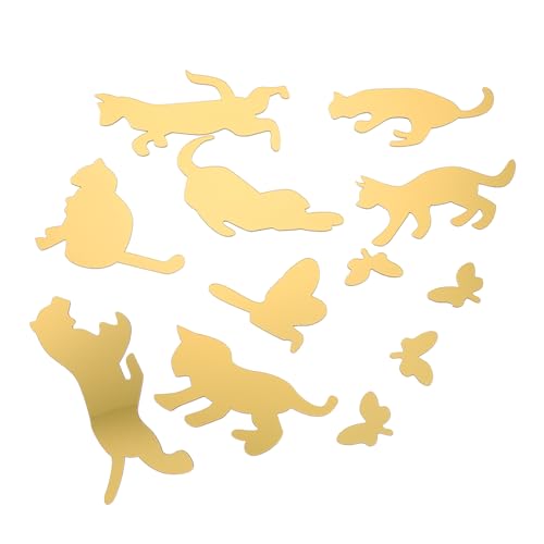 NOLITOY 12 Stück Teiliges Katzen Acryl Spiegel Wandtattoo Selbstklebend Goldfarben Modernes DIY Wanddekor für Wohnzimmer Schlafzimmer Küche Einfache Anbringung Glatten Oberflächen für NOLITOY 12 Stück Teiliges Katzen Acryl Spiegel Wandtattoo Selbstklebend Goldfarben Modernes DIY Wanddekor für Wohnzimmer Schlafzimmer Küche Einfache Anbringung Glatten Oberflächen für von NOLITOY