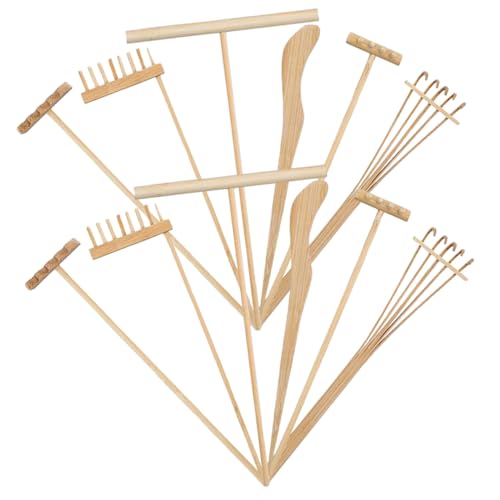 NOLITOY 12 Stück Teiliges Mini Holzrechen für DIY Zen Sandtisch Leichtes Gartenwerkzeug Dekorative Meditations harke für Schreibtisch und Pflanzendekoration von NOLITOY