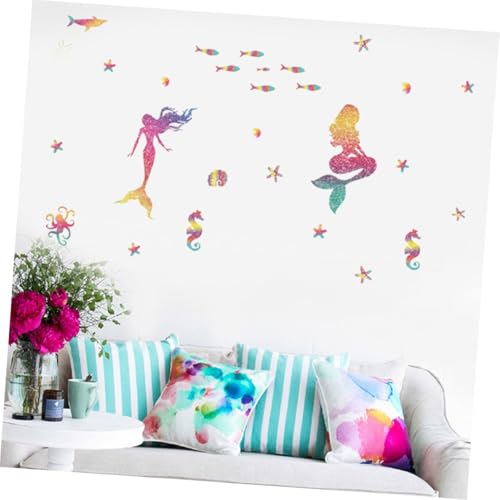 NOLITOY 2 STÜCK Meerjungfrau Wandsticker Cartoon Motiv Selbstklebend für Mädchenzimmer Kinderzimmer Dekor Glatte Oberflächen Wie Wand Glas Fliesen Spiegel von NOLITOY