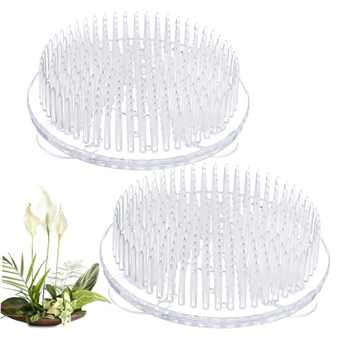 NOLITOY 2 Stück Blumenfrosch Saugnapf Transparenter Kunststoff Blumenhalter mit Saugnäpfen Stabiler Blumengitter Halter für Vielseitige Blumenarrangements in Vasen und Töpfen von NOLITOY