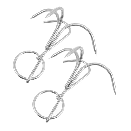 NOLITOY 2 Stück Edelstahl Fleischhaken Robuste Bbq Haken mit Dreizackiger Form Vielseitig für Geflügel Grill und Fleischlagerung Einfache Handhabung Belastbar und Langlebig für Küche und von NOLITOY