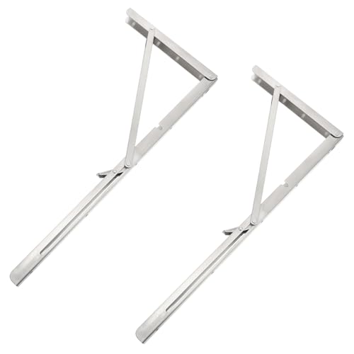NOLITOY 2 Stück Edelstahl Klappbare Dreieckhalterung Stabile Wandstütze Schwerlast Regalhalter Faltbare Scharnierkonsole für Innen und Außenbereich von NOLITOY