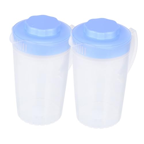 NOLITOY 2 Stück Großer Wasserkrug Transparente Saftkaraffe mit Deckel für Hausgemachte Getränke zu Lagern und Leicht zu Transportieren für Erfrischende Getränke und Tees und Langlebig von NOLITOY