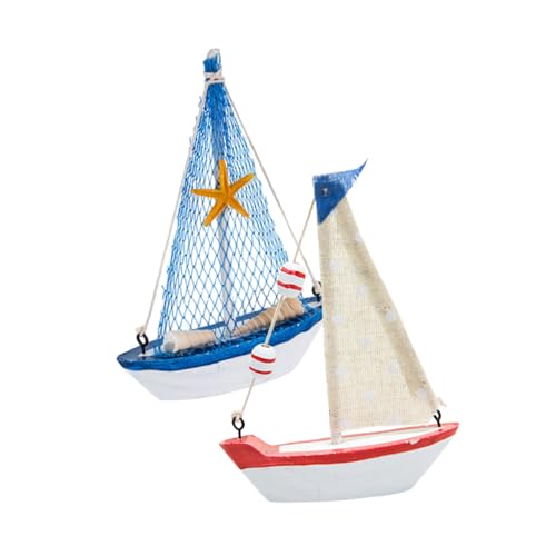 NOLITOY 2 Stück Holz Segelboot Modelle Mediterraner Stil Natürliche Tischdekoration Nautische Wohnaccessoires Rustikale Schreibtisch Deko Für Büro Wohnzimmer von NOLITOY
