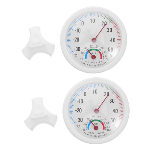 NOLITOY 2 Stück Hygrothermograph Mini Temperatur Feuchtigkeitsmesser mit Anzeige Kompakt und Präzise für Kühlschrank Luftbefeuchter Innen Außenbereich Leicht Ablesbar von NOLITOY