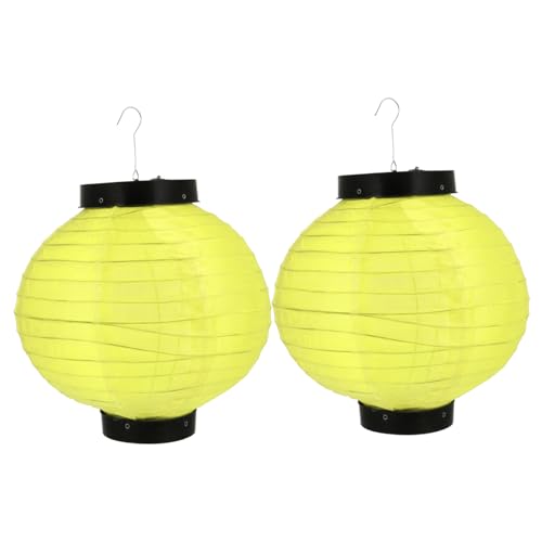 NOLITOY 2 Stück Japanische Runde Laternen Dekorative Hängelampen für Bar Restaurant Garten und Feier Gelb Authentische Japanische Deko von NOLITOY