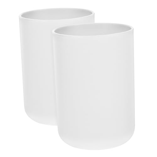 NOLITOY 2 Stück Mundspülbecher Zahnbürstenbecher aus Langlebigem Bpa freiem PP Hygienisch Leicht Vielseitig als Badezimmer Trinkbecher für Kalte Getränke Geeignet Reinweiß von NOLITOY