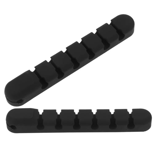 NOLITOY 2 Stück Selbstklebende Kabelhalter aus Schwarzem Silikon mit Löchern Flexibler Kabelclip für Desktop Wandmontage Praktischer Kabelorganizer zur Ordentlichen Kabelführung im Büro von NOLITOY