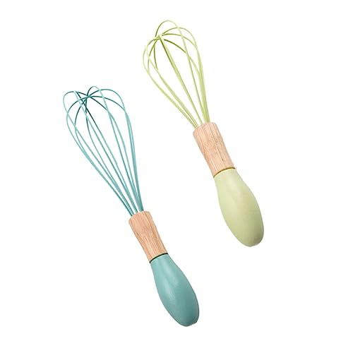 NOLITOY 2 Stück Silikon Eierschläger mit Holzgriff Teilig Handmixer für Küche Hitzebeständig Leicht zu Reinigen zum Rühren und von Eiern und Saucen Zufällige Farbe Zufällige Farbe von NOLITOY