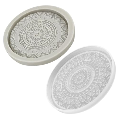 NOLITOY 2 Stück Silikonform Resin Gießform Untersetzer Rund mit Muster DIY Basteln Elastisch Reißfest für Epoxidharz Geschenkidee Zuhause Büro von NOLITOY