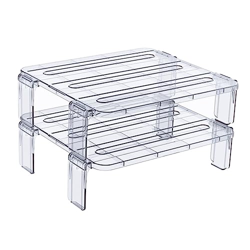 NOLITOY 2stücke Teiliges Küchen-Organizer Stapelbares Transparentes Lagerregal Für Gewürze Und Teller Robuster Bruchsicherer Kühlschrank-behälter Für Optimale Ordnung Und Schnellen von NOLITOY