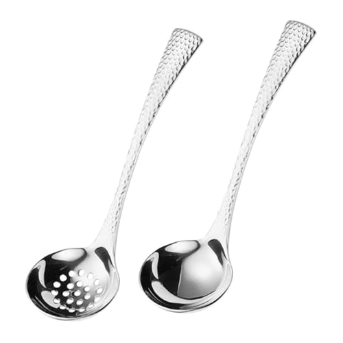 NOLITOY 2 Stück Suppenkellen Teilig mit Schlitzsieb Ergonomischer Griff Vielseitig für Suppen Eintöpfe Hotpot und Porridge Küchenutensil für Sauberes Servieren und Einfache Handhabung von NOLITOY