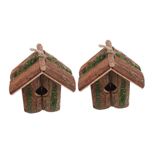 NOLITOY 2 Stück Teiliges Hängendes Vogelhaus aus Natürlichem Holz Wetterfestes Baumrinden-gartenhaus Stabiles Nistkasten Kolibris Rustikale Outdoor-Dekoration Einfach Aufzuhängen von NOLITOY