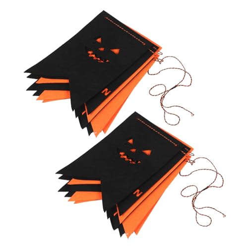 NOLITOY 2 Stück Teiliges Halloween Wimpelbanner aus Stoff Orange Schwarze Kürbisgirlande Vielseitige Dekoration für Ktv Bar Haustür Partys und Gruselige Halloween Atmosphäre NOLITOY 2 Stück Teiliges Halloween Wimpelbanner aus Stoff Orange Schwarze Kürbisgirlande Vielseitige Dekoration für Ktv Bar Haustür Partys und Gruselige Halloween Atmosphäre von NOLITOY