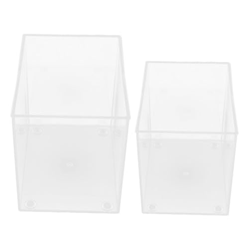 NOLITOY 2 Stück Teiliges Kleines Randloses Aquarium Tragbarer Transparenter Kunststoff Fischbehälter mit Offenem Design Platzsparendes Betta und Hausfischbecken für Schreibtisch Regal oder von NOLITOY
