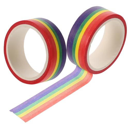 NOLITOY 2 Stück Teiliges Washi Masking Tape Regenbogenfarbene Streifen Handreißbar Originelles DIY Klebeband für Scrapbooking Basteln Planer Karten Geschenkdekoration Vielseitig Einsetzbar NOLITOY 2 Stück Teiliges Washi Masking Tape Regenbogenfarbene Streifen Handreißbar Originelles DIY Klebeband für Scrapbooking Basteln Planer Karten Geschenkdekoration Vielseitig Einsetzbar von NOLITOY