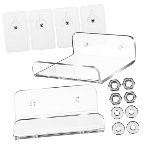 NOLITOY 2 Stück Transparentes U förmiges Acryl Wandregal Schwebendes Regal für Kleine Räume Platzsparendes Aufbewahrungsboard Stabiles Sicheres Wandmontage Display für Bad Büro Wohnzimmer von NOLITOY