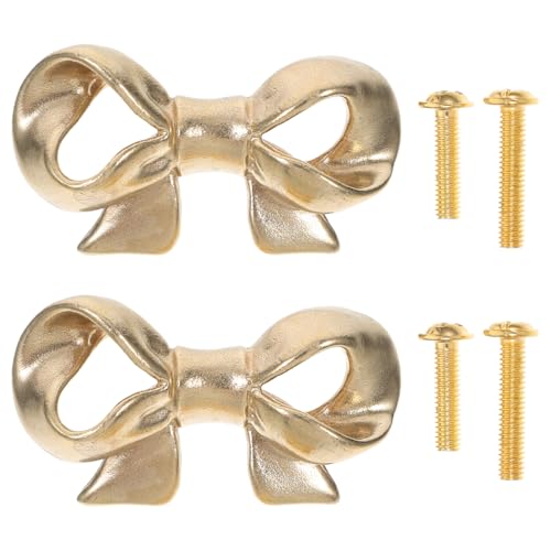 NOLITOY 2 Stück Vintage Messing Schrankknöpfe Schleifenform Stilvolle Möbelgriffe für Kommode Schublade Küche Möbelbeschläge Robuste Bow Drawer Pulls von NOLITOY