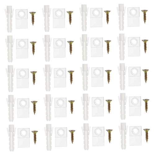 NOLITOY 20 Sätze Teiliges Transparente Kunststoff glasklemmen für Spiegelhalterung Wandmontage Vielseitige Möbel glashalter zur Sicheren Befestigung von Glasregalen und Zufällige Farbe von NOLITOY