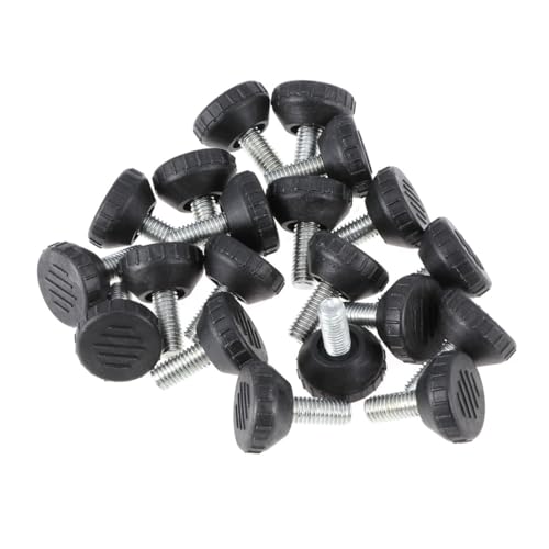 NOLITOY 20 Stück Teiliges Möbelverstellfüße Schraubfüße mit Rundem Kunststoffsockel Höhenverstellbare Möbelbeine in Schwarz Kratzschonend Langlebig und Einfach zu Montieren von NOLITOY