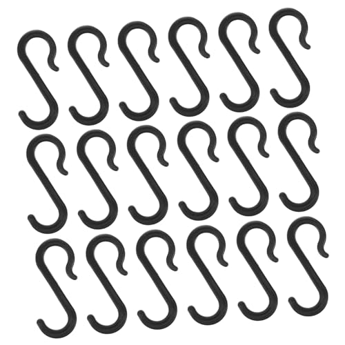 NOLITOY 24 Stück Teiliges S haken aus Robustem Kunststoff Breites Design für Rohre Vielseitig Einsetzbar als Garderoben Handtuch Küchenhaken Schwarz ohne Bohren Leicht und Langlebig von NOLITOY