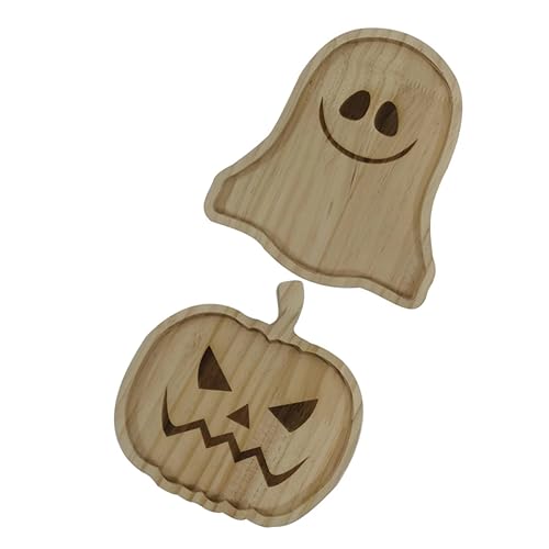 NOLITOY 2St Halloween-Teller aus Holz Halloween-Serviertablett Halloween-Schneidebrett Snack-Tablett für den Haushalt Halloween-Tablett Servierteller für Obstbrot Holzpaletten Ornamente von NOLITOY