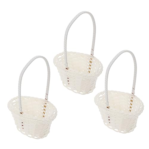 NOLITOY 3 Stk Aufbewahrungskorb Eierkorb Blumenkörbe Für Die Hochzeit Körbe Für Partygeschenke Vintage-dekor Weidenkörbe Mini Blumenkorb Hackschnitzelkorb Spitze Korb Aus Rattan Weiß Baby von NOLITOY