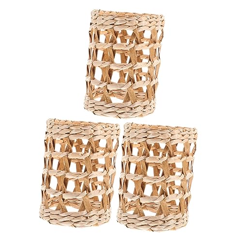 NOLITOY 3 Stück Handgewebte Strohtassenhüllen Hitzebeständig Isolierend Vielseitig Einsetzbar als Kreative Flaschenschutz und Glasabdeckungen für Zuhause und Unterwegs von NOLITOY