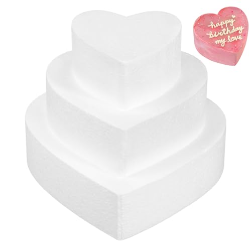 NOLITOY 3stücke Herzförmige Styropor-kuchenform Für Party Dekoration DIY Tortenmodelle Weiß Schäume Kuchenformen Kuchenhandwerk von NOLITOY
