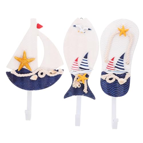 NOLITOY 3 Stück Mediterrane Holz Wandhaken Dekorative Wand Garderobe mit Robustem Verschleißfestem Material Vielseitige Schlüssel Handtuchhalter für Bad Küche Flur Einfache Montage ohne NOLITOY 3 Stück Mediterrane Holz Wandhaken Dekorative Wand Garderobe mit Robustem Verschleißfestem Material Vielseitige Schlüssel Handtuchhalter für Bad Küche Flur Einfache Montage ohne von NOLITOY