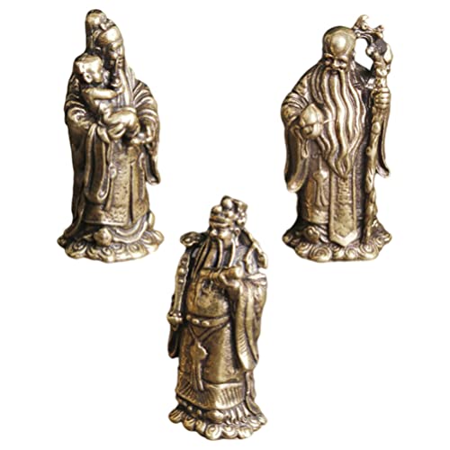 NOLITOY 3 Stück Messing Fu Lu Shou Desktop Taoismus DREI Götter Statue Innentisch Unsterbliche Dekoration Feng Shui Fu Lu Shou Götter Dekor Für Zuhause Goblincore CAI Shen Statue von NOLITOY