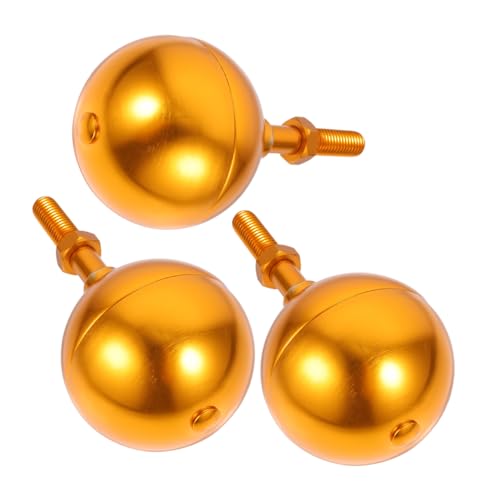 NOLITOY 3 Stück Teiliges Aluminium Flaggenmast Zubehör Goldfarbener Outdoor Flaggenmast Ball Topper aus Widerstandsfähiger Aluminiumlegierung Passgenauer Wetterfester Mastaufsatz für von NOLITOY