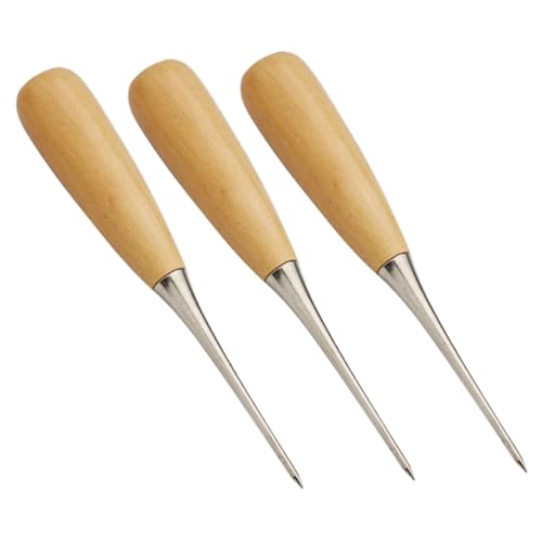 NOLITOY 3 Stück Teiliges Lederlochwerkzeug mit Holzgriff Ergonomische Handnähahle für DIY Lederhandwerk Schnelles und Präzises Stanzen von Leder Teppich Segeltuch und Polsterarbeiten NOLITOY 3 Stück Teiliges Lederlochwerkzeug mit Holzgriff Ergonomische Handnähahle für DIY Lederhandwerk Schnelles und Präzises Stanzen von Leder Teppich Segeltuch und Polsterarbeiten von NOLITOY