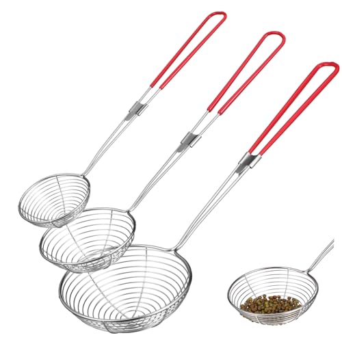 NOLITOY 3 Teiliges Sieb Set Aus Edelstahl Maschensieb Küchensieb Schaumlöffel Lebensmittelsieb Schaufel Kleiner Schaumlöffel Schöpflöffel Sieb Edelstahl Küchen Must Haves von NOLITOY
