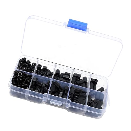 NOLITOY 300 Stück Teiliges Nylon Sechskantschrauben mit Isolationssäulen Korrosionsbeständig Temperaturresistent Isolierend für Elektronik Büro Industrie Praktische Aufbewahrungsbox von NOLITOY