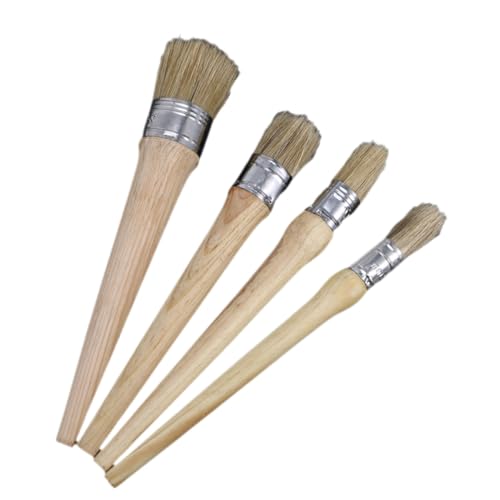 NOLITOY 4 STÜCKE Teiliges Runder Wachspinsel mit Langem Holzgriff Professionelle und Wachsbürsten für Möbelrestaurierung Präzise Kontrolle Vielseitig für Schablonen und Kreidefarbe von NOLITOY