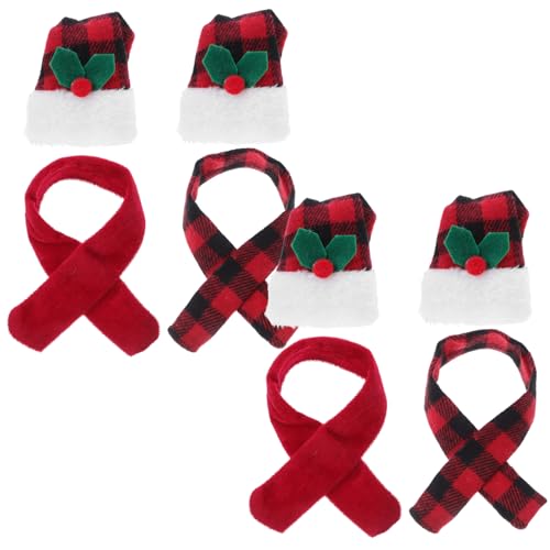 NOLITOY 4sätze Weinflaschenhüllen Im Buffalo Plaid-Design Mit Mini-weihnachtsmannmütze Und Schal Für Weinflaschendekoration Und Tischdekoration Bei Weihnachtsfeiern Familienfeiern von NOLITOY