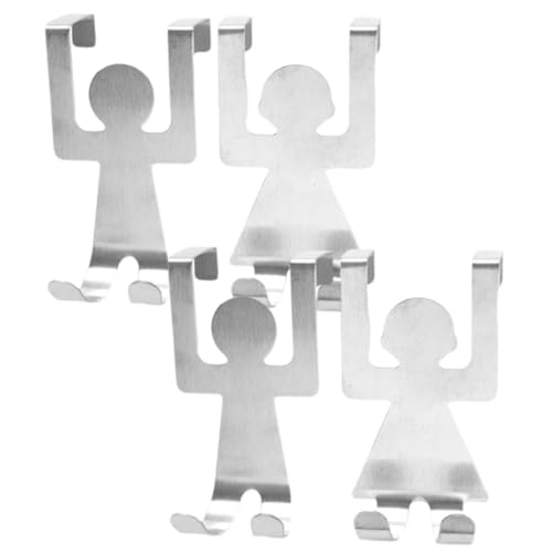 NOLITOY 4 Stück Edelstahl Türhaken in Menschenform Dekorative Over the door Haken ohne Bohren Robuster Türorganizer für Garderobe Küche Bad Schlafzimmer Platzsparende Aufbewahrung von NOLITOY